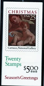 US 2427a (BK167) Madonna & Child Carracci 25c - Folleto plegado de 20 - MNH-1989 - Imagen 1 de 1