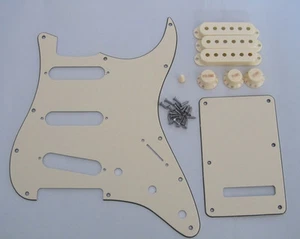 Aged White Guitar ST SSS Pickguard with Aged White Pickup Covers Knobs Tip - Picture 1 of 2