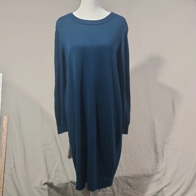 Modcloth Womens Teal Blue Sweater Dress Size 1X Great Layering Base - Image 1 of 4