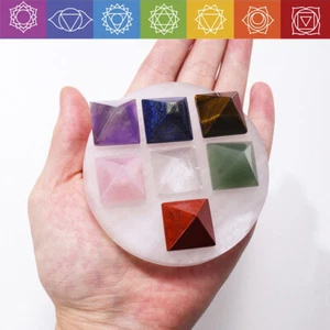 7pcs Natural Chakra Pyramid Quartz Stone Set Selenite Healing Energy Charged - Picture 1 of 10