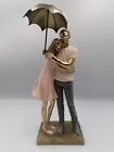 Dekofigur Paar mit Schirm Liebespaar Gold Figur Skulptur Design