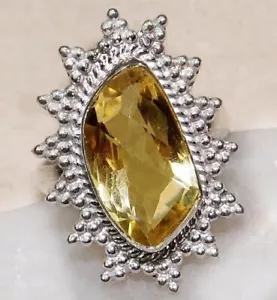 5CT Natural Lemon Citrine 925 Solid Sterling Silver Ring Jewelry Sz 7 @17-1 - Picture 1 of 2