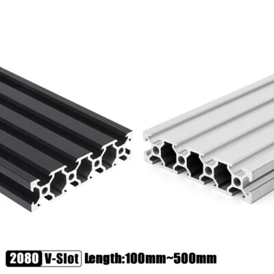 V-Slot 2080 Aluminum Profile Extrusion 600-1500mm Linear Rail for CNC 3D Printer - Image 1 of 4