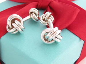 Tiffany & Co Silver 925 Double Knot Cufflinks Cuff Links Packaging - Picture 1 of 4