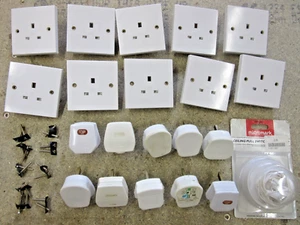 10 off 13A 1-Gang Unswitched Wall Plug Sockets & 13A Plugs + Ceiling Pull Switch - Picture 1 of 4