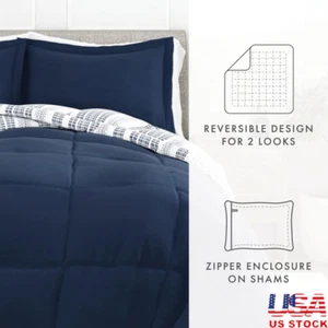 Reversible Comforter Set Twin Down Alternative Hypoallergenic Microfiber Cozy US - Picture 1 of 5