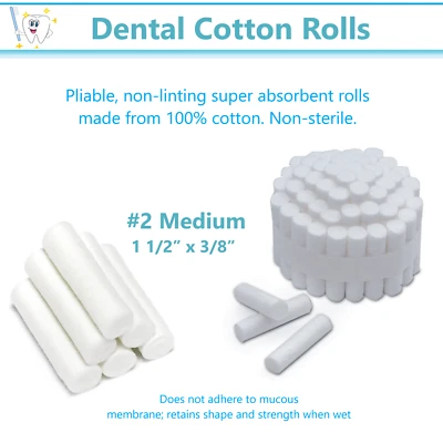 50 pcs Dental COTTON ROLLS #2 MEDIUM - US SELLER PREMIUM QUALITY Brand New - Image 1 of 4