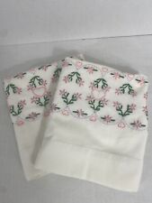 Vtg Hand Embroidered Pillowcases Flowers Hearts Romantic Cottagecore