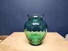 Vintage Green Glass Swirl Vase by Indiana Glass, Large Vase, Flower Vase