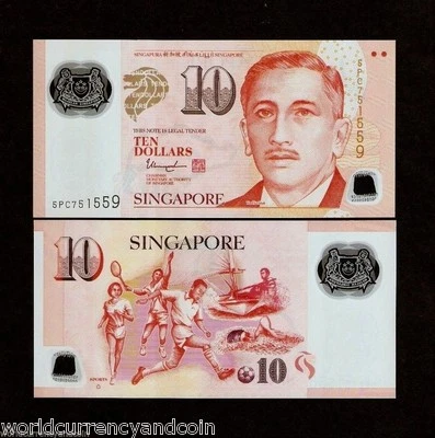 SINGAPORE 10 DOLLAR 2014-2023 1 or 2 Hollow or 1 Solid House Triangle UNC 1 NOTE - Image 1 of 4