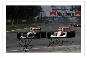 NIGEL MANSELL & AYRTON SENNA SIGNED AUTOGRAPH PHOTO PRINT FORMULA ONE F1 - Picture 1 of 1