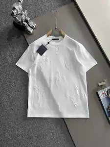 Embroidered logo round neck heavy craft short sleeved T-shirt - Picture 1 of 7