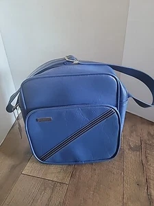 Bolso de mano de fin de semana Samsonite vintage Concord azul, rayas - Imagen 1 de 8