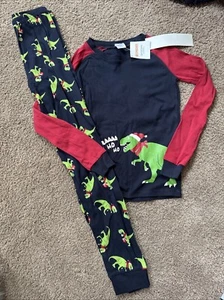 Gymboree Boys Dino Dinosaur Christmas Holiday Pajamas PJs NWT Size 12 - Picture 1 of 2