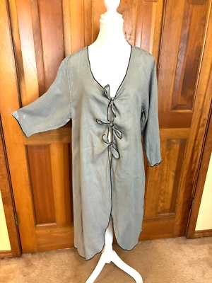 CYNTHIA ASHBY plumero/vestido midi con corbata frontal lino azul claro. Mediano-Grande. Bonito Foto 1 de 4