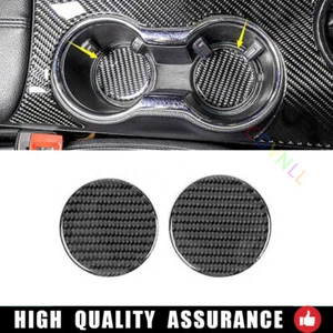 For Ford Mustang 2015-2021 Real Carbon Fiber Central Console Water Cup Pad Cover - Picture 1 of 6