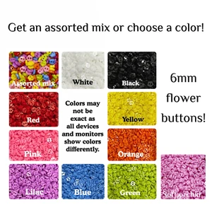 50 or 100 6mm Flower 2 Hole Buttons assorted doll 6mm flowers GROUP A - Picture 1 of 9