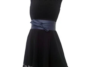 Blue Leather Obi Belt, Stylish Women Dress Wrap Belt, Sash Tie Wide Belts, Sam - Picture 1 of 8