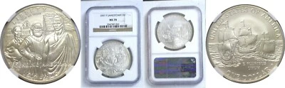 2007 P $1 Jamestown Silver Commemorative Dollar NGC MS 70 - Image 1 of 3