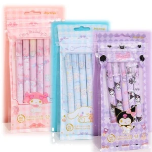 Sanrio Gel Pen Set of 5, 0.5mm, Black Ink School/Study/Office Retract Pens New - Picture 1 of 21