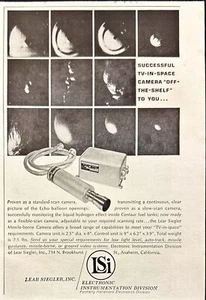 Lear Siegler TV In Space Camera Anaheim CA Vtg Print Ad 1963 - Picture 1 of 6