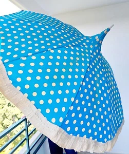Sonnenschirm 70er Jahre PAGODE zum Klemmen 117 cm Ø Baumwolle BESTZUST. stabil - Bild 1 von 8