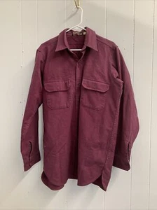 Johnson Shirt Adult Large Woolen Mills Red Maroon Cotton Jacket Flannel Hunting - Picture 1 of 15