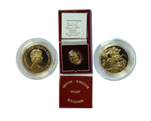 1984 Great Britain Proof Gold Sovereign KM# 919 OGP W/COA Cover