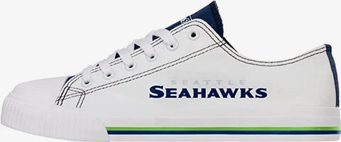 SEATTLE SEAHAWKS MEN SNEAKER SZ 9 PRINT LOGO WHITE LOW CANVAS CHUCK STYLE NIB Cover