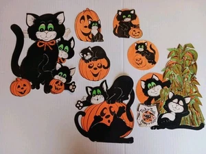 Vintage 60er - 70er Jahre 7 Halloween PUNCH OUTS Deko - Bild 1 von 24