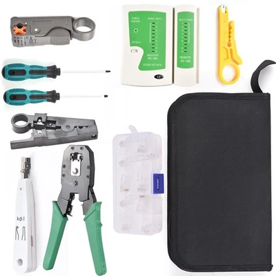 RJ45 Crimping Tool Cable Tester Network Cable Kit Home Repair Tools UK7 - Image 1 of 4