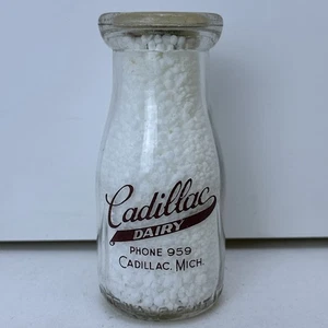 Half Pint Pyro Milk Bottle Cadillac Dairy CADILLAC MICHIGAN MICH MI - Picture 1 of 10