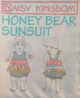 Daisy Kingdom Fabric Panel Honey Bear SunSuit Toddler 13-24 # Got Twins Get 2 - Image 1 of 4