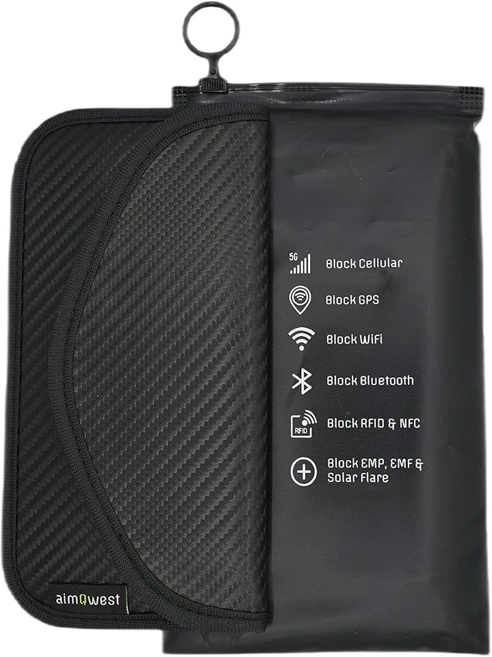 Funda de teléfono de fibra de carbono Faraday Shield 8x4 EMP RFID GPS bolsa de bloqueo de señal Foto 1 de 4
