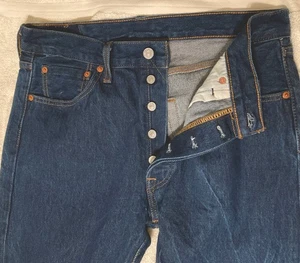 Mens Levi’s 501 Straight Leg Buttonfly Jeans 34”x 36” Blue Dark, Pre-Owned, VGC - Picture 1 of 9