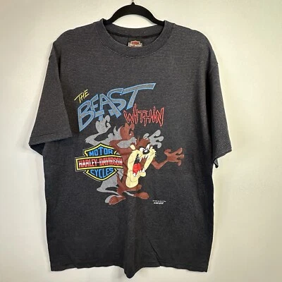 复古 Taz Harley Davidson T 恤 L 单针不要混淆 90 年代最佳 — 第 1/4 张图片
