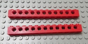 LEGO Lote de 2 Piezas de Ladrillo Técnico Rojo 1x12 con Agujeros - Imagen 1 de 1