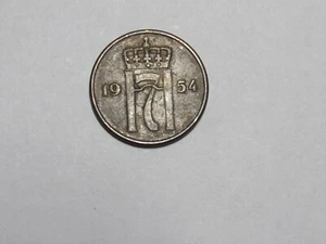Old Norway Coin - 1954 5 Ore - Circulated - Picture 1 of 2