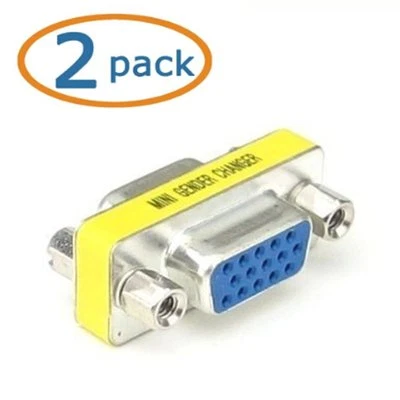2 PACK VGA/SVGA 15pin Gender Changer Adapter Female to Female F-F Cable Extender - Image 1 of 4