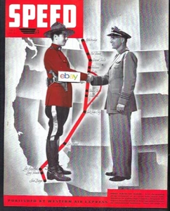 WESTERN AIR LINES SPEED COVER PICTURE 1940'S HANDS ACROSS BORDER CANADA/USA WW2 - Bild 1 von 1