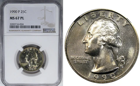 1990-P NGC MS67PL WASHINGTON ~ RARE FINEST PROOFLIKE! Cover