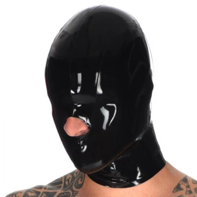 Latex Hood Only Open Nose for Catsuit Rubber Mask Exposed Nose Club Wear Costume - Image 1 of 3