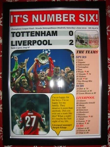 Tottenham 0 Liverpool 2 - 2019 Champions League final - framed print - Picture 1 of 2