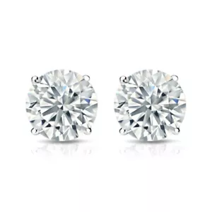0.75Ct Round E-F/VVS Lab Grown CVD Diamond 14K Gold 4 Prong Basket Stud Earrings - Picture 1 of 2