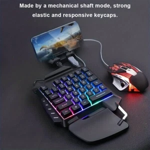 One-Handed Mechanical Gaming Keyboard RGB Backlit Portable Mini Gaming For Phone - Picture 1 of 10