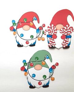 3D UPick GNOMES Christmas Boy Girl Tree Light Canes Scrapbook Card Embellishment