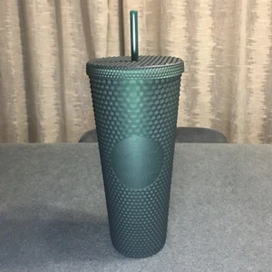 Vaso de ventilación tachonado verde esmeralda oscura mate Starbucks 2022 24 oz - Imagen 1 de 3