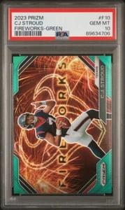CJ Stroud 2023 Prizm Fireworks Green Prizm Rookie #F10 RC PSA 10 - Picture 1 of 2