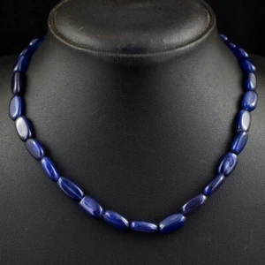 137 Cts Earth Mined Blue Iolite Oval Shape Beaded Womens Necklace JK 49E390 - Picture 1 of 3