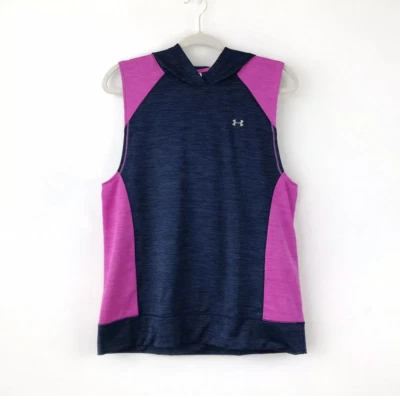 Chaleco Under Armour ColdGear Mujer Pequeño Azul Marino Rosa Con Capucha Correr 1319400 Foto 1 de 4